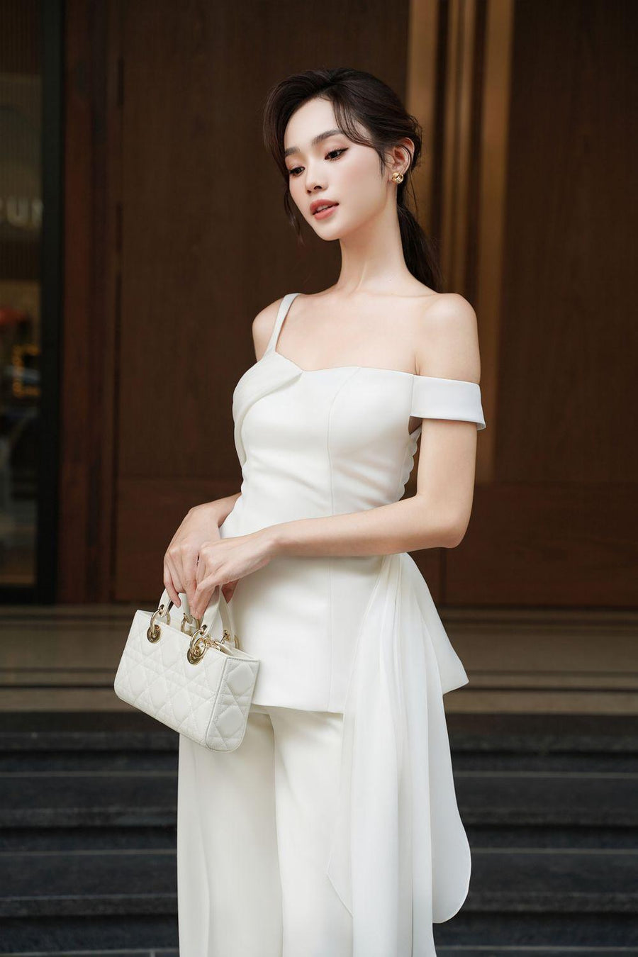 Coral Asymmetric Draped Taffeta Cotton Top Sleeveless Top Larmes