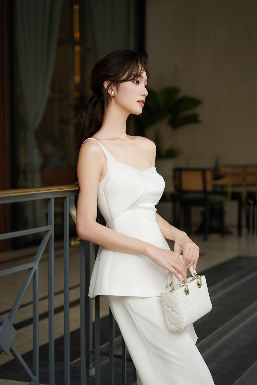 Coral Asymmetric Draped Taffeta Cotton Top Sleeveless Top Larmes