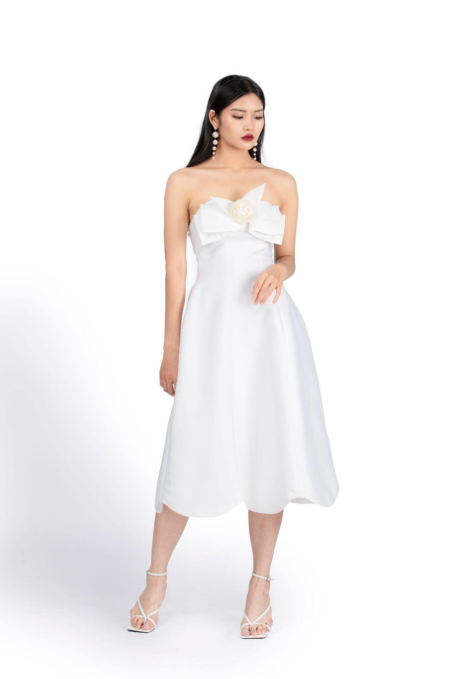 Countess Strapless Sweetheart Neck Taffeta Midi Dress 4