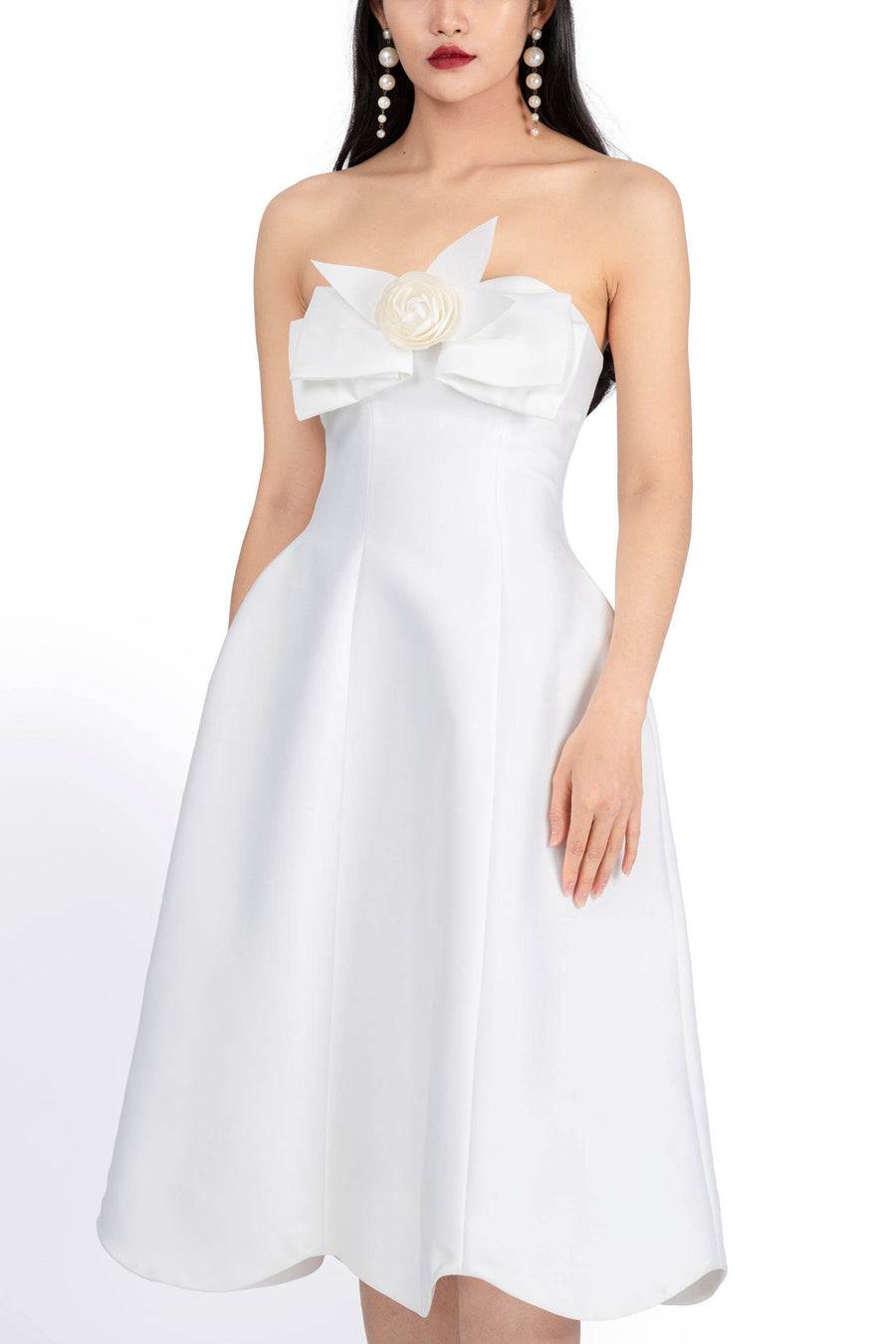 Countess Strapless Sweetheart Neck Taffeta Midi Dress 5
