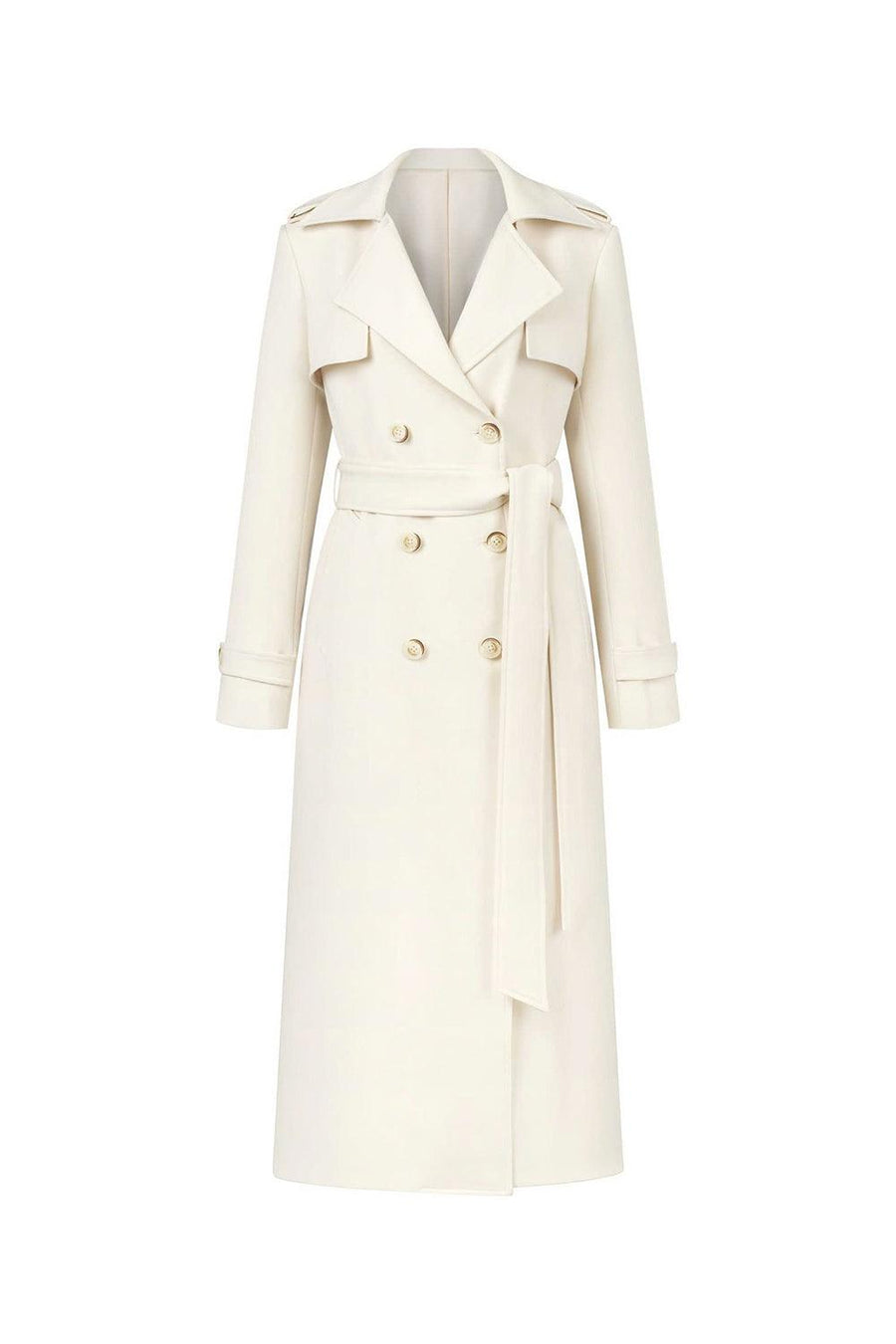 Cozy Straight Storm Flap Wool Blend Calf Length Trench Coat 1