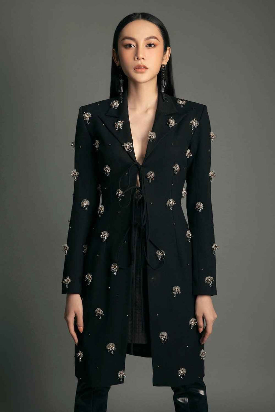Cranston Slit Long Sleeved Cotton Knee-length Dress