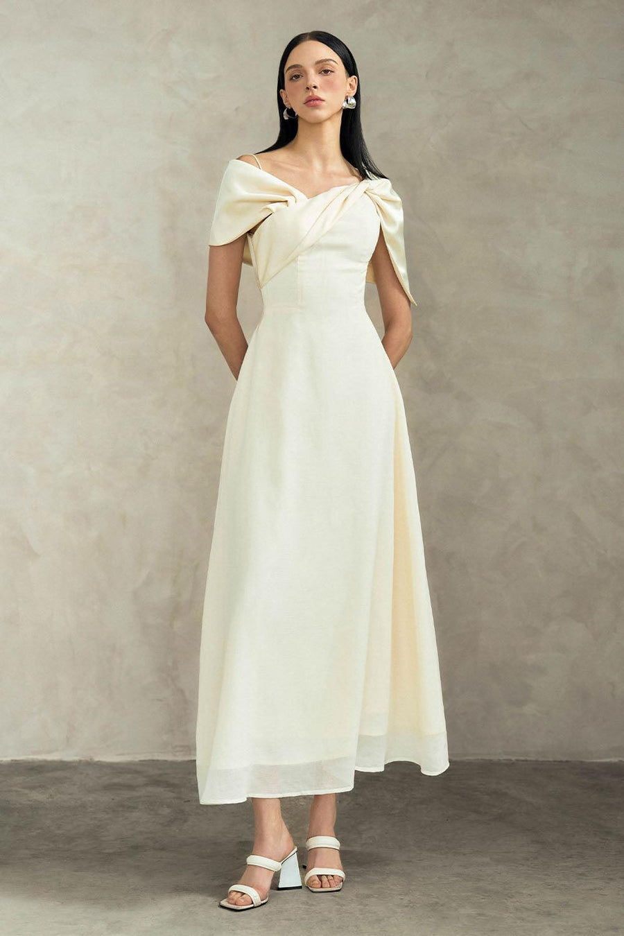 Crystal A-line Twisted Silk Ankle Length Dress Maxi Dress Eegen Studio