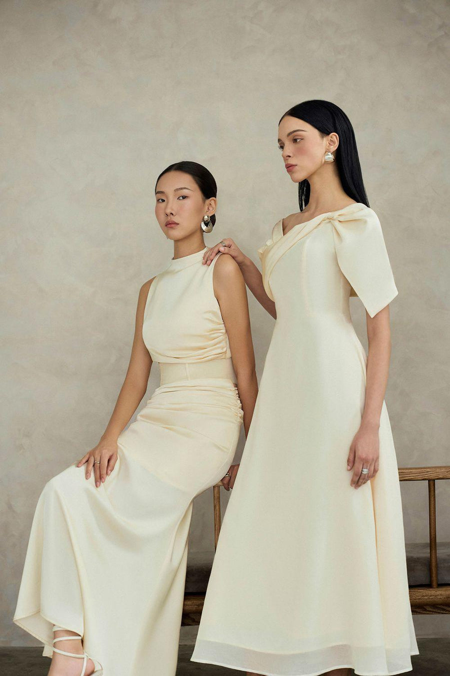 Crystal A-line Twisted Silk Ankle Length Dress Maxi Dress Eegen Studio
