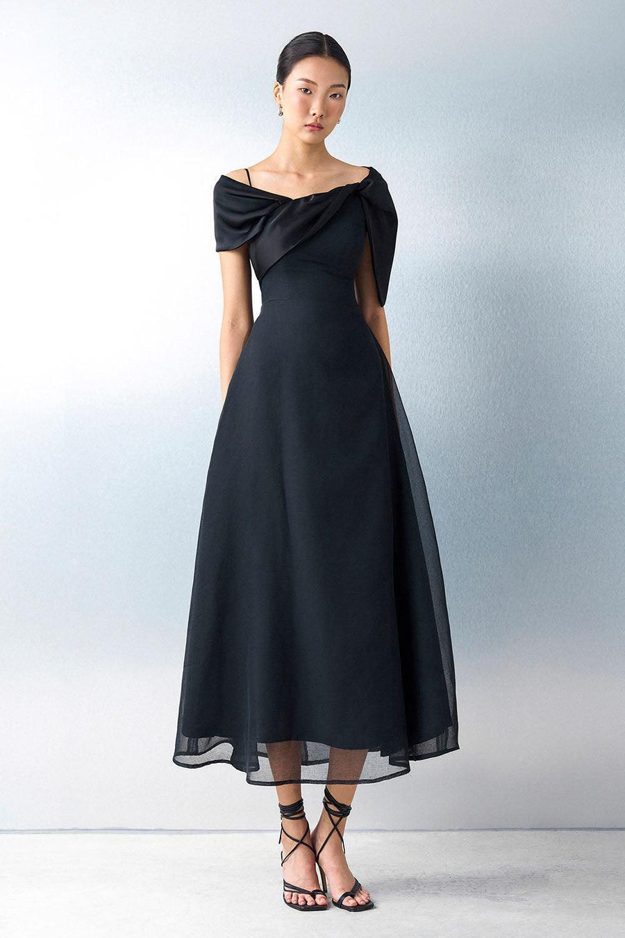 Crystal A-line Twisted Silk Ankle Length Dress Maxi Dress Eegen Studio