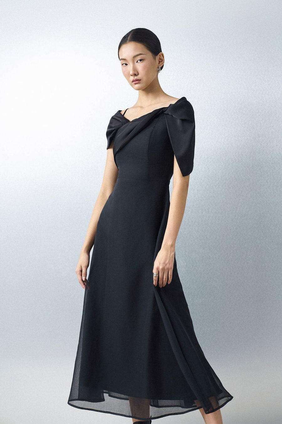 Crystal A-line Twisted Silk Ankle Length Dress Maxi Dress Eegen Studio