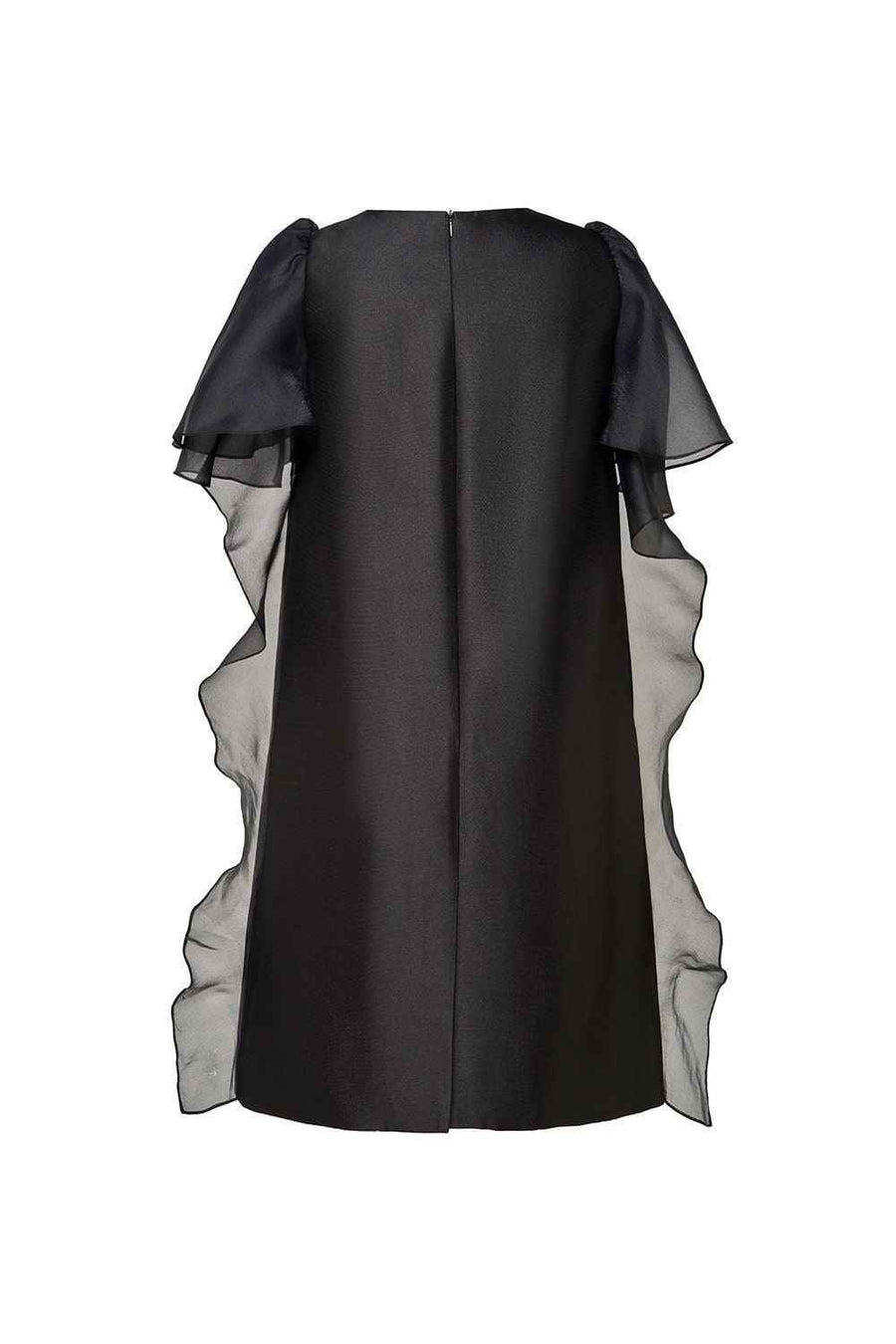 Crystal Tunic Flutter Sleeved Taffeta Knee-length Dress