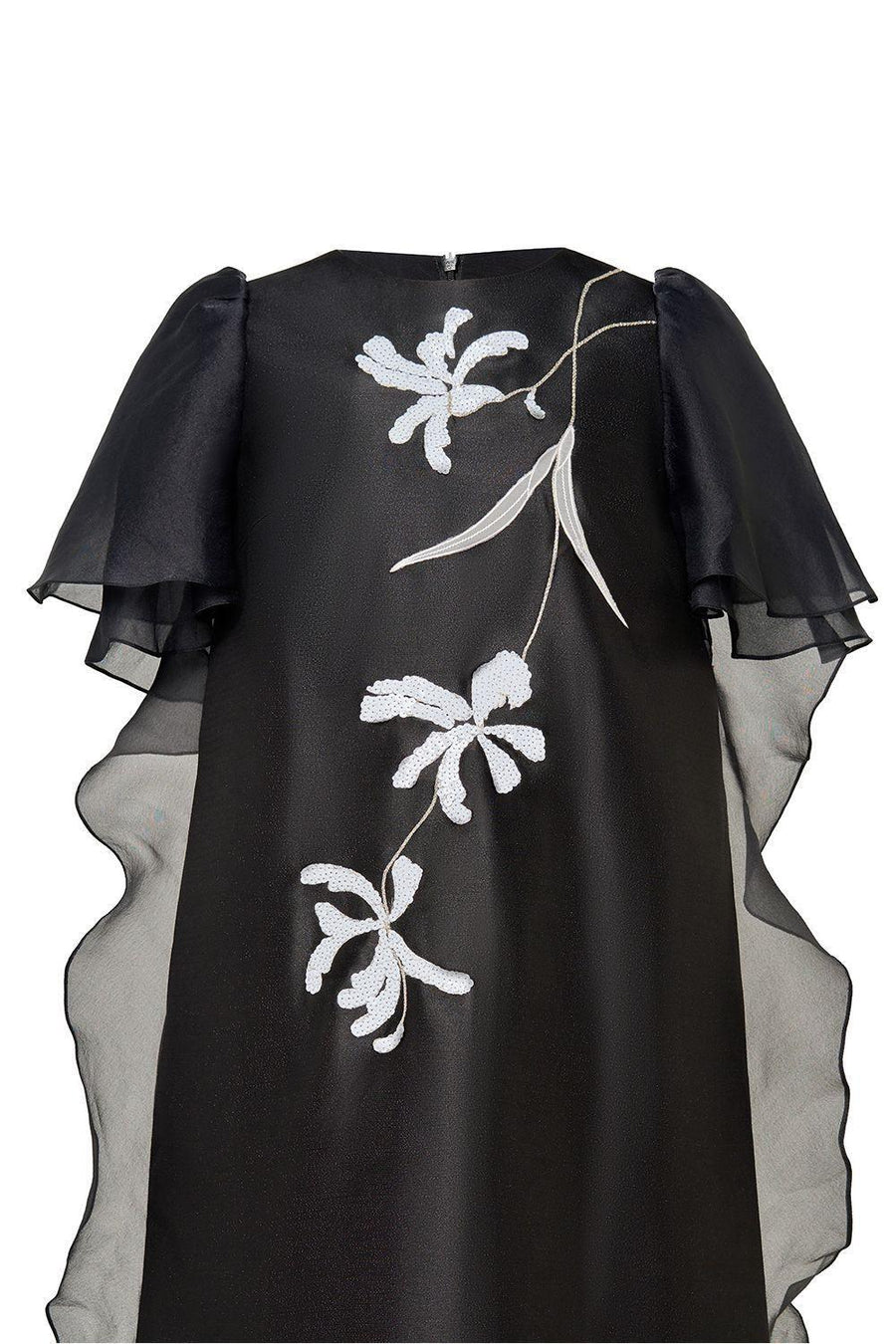Crystal Tunic Flutter Sleeved Taffeta Knee-length Dress 6