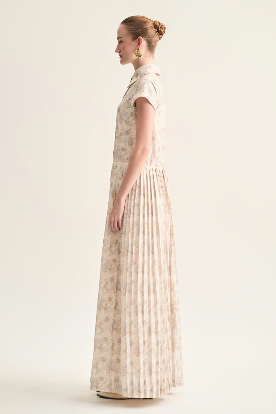 Solea A-line Pleated Cotton Maxi Dress 8