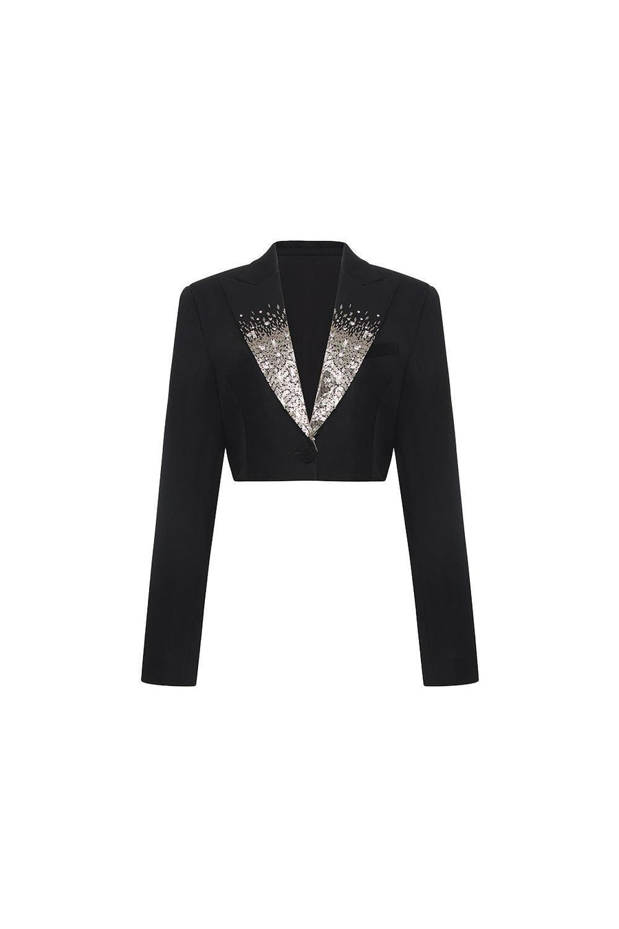 Daffodils Cropped V-Neck Crepe Jacket Jacket CEM