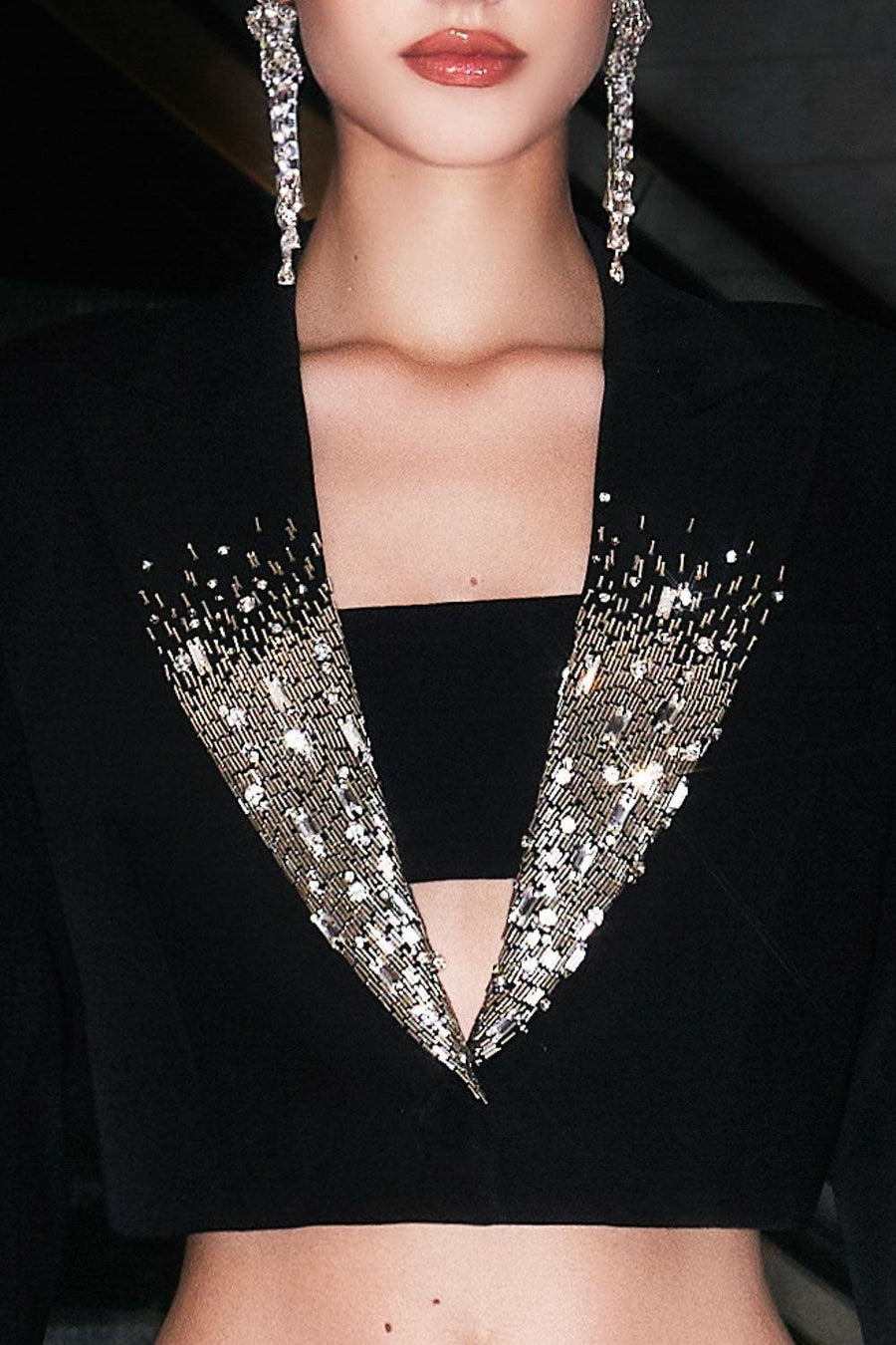 Daffodils Cropped V-Neck Crepe Jacket Jacket CEM