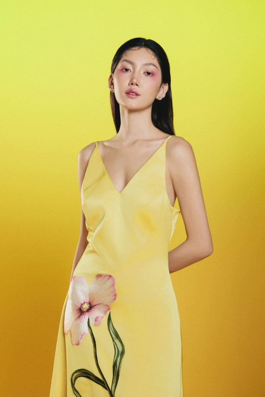 Daffor A-line Sleeveless Silk Satin Ankle Length Dress 8