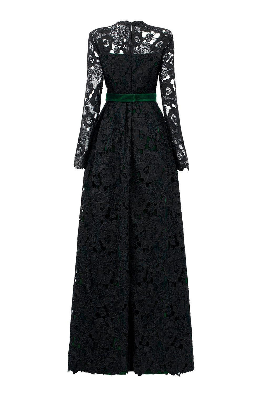 Dahlia A-line Lace Velvet Floor Length Dress Gown Dress I.H.F Atelier