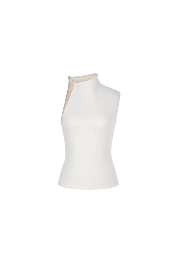 Dai Asymmetric Sleeveless Ribbed Cotton Top