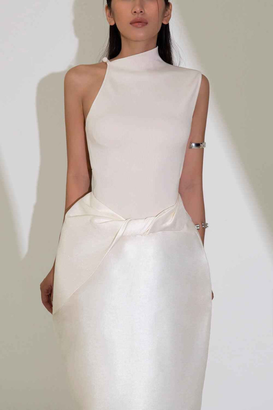 Dai Asymmetric Sleeveless Ribbed Cotton Top