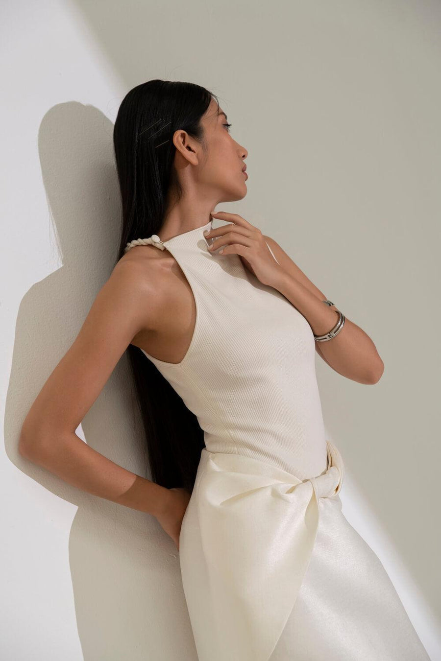 Dai Asymmetric Sleeveless Ribbed Cotton Top 6