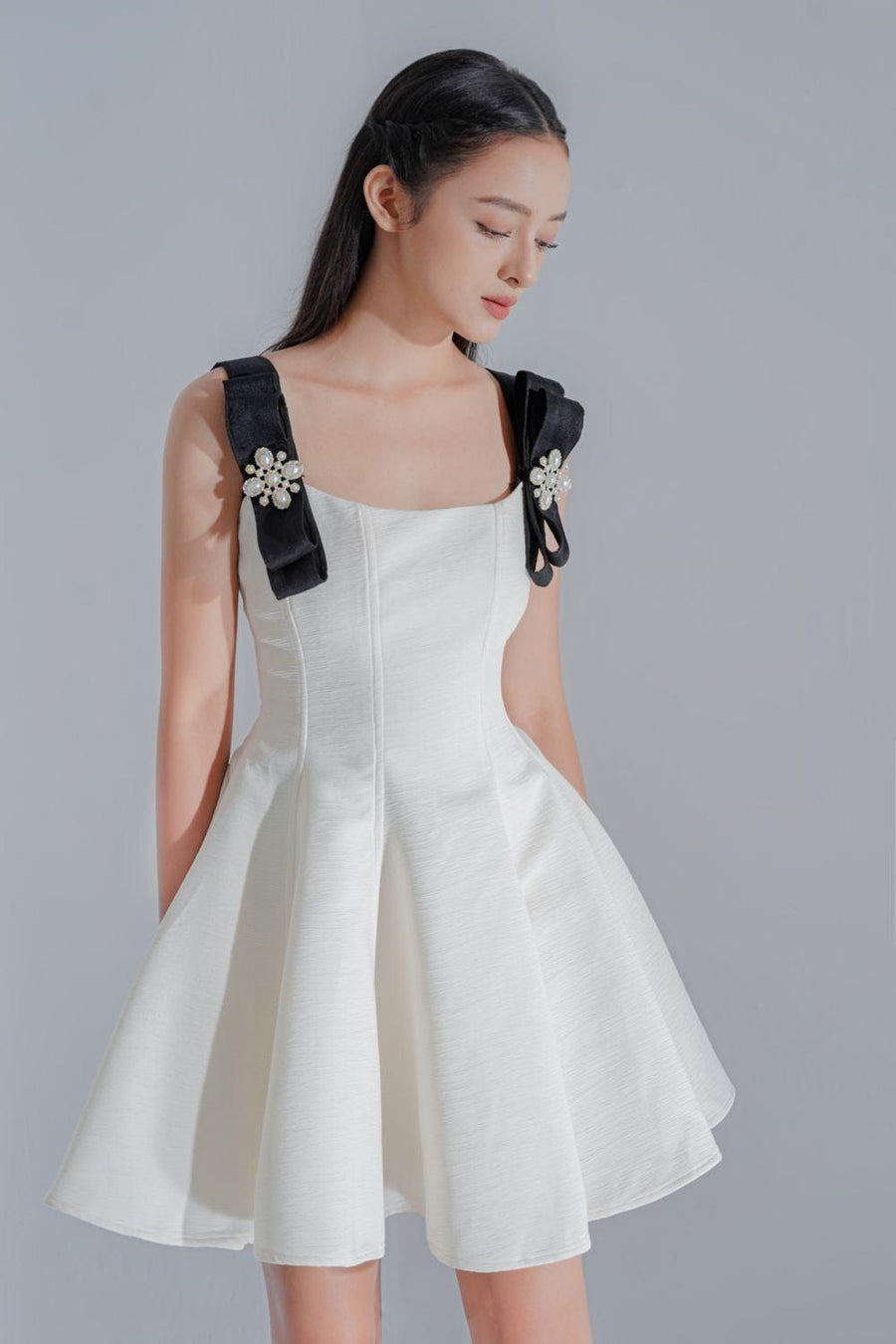 Darcy Fit and Flare Sleeveless Jacquard Mini Dress Mini Dress LAMORIS