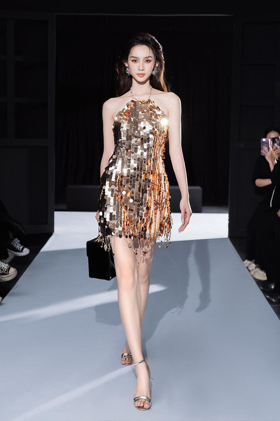Davia Halter Sleeveless Sequin Mini Dress Mini Dress Darling Diva