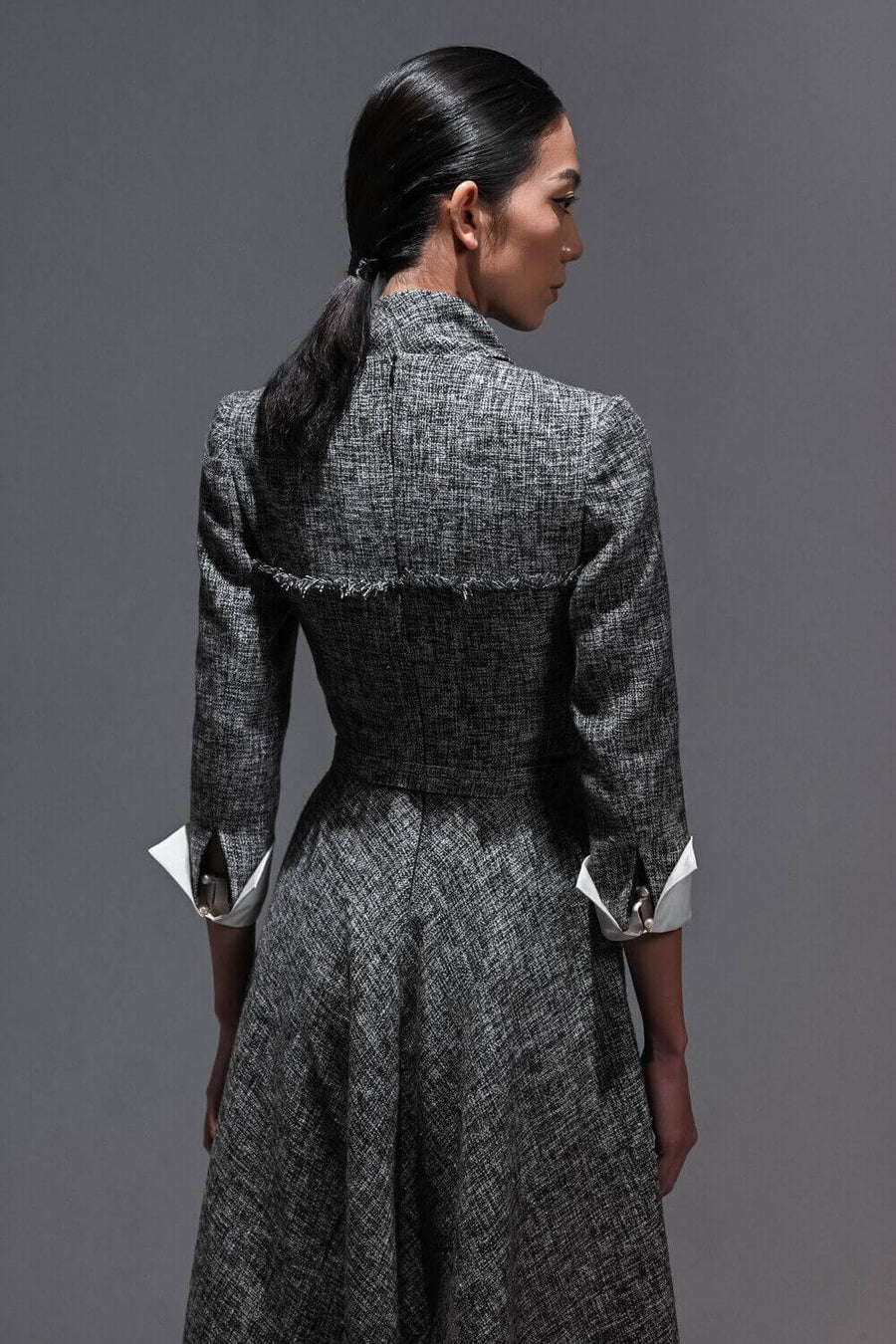 Davis A-line Middle Sleeved Tweed Midi Dress Midi Dress Maison des Copains