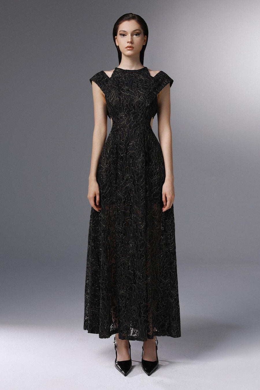 Dawn Break A-line Cut-Out Embroidered Lace Ankle Length Dress 1