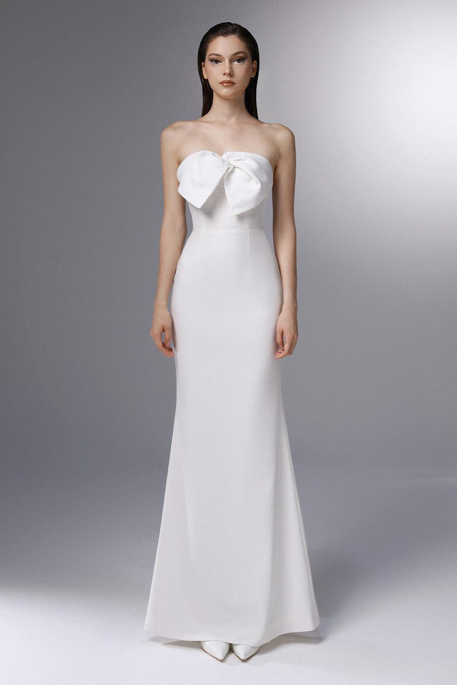 Deauville Strapless Back Slit Wool Cotton Floor Length Dress 1