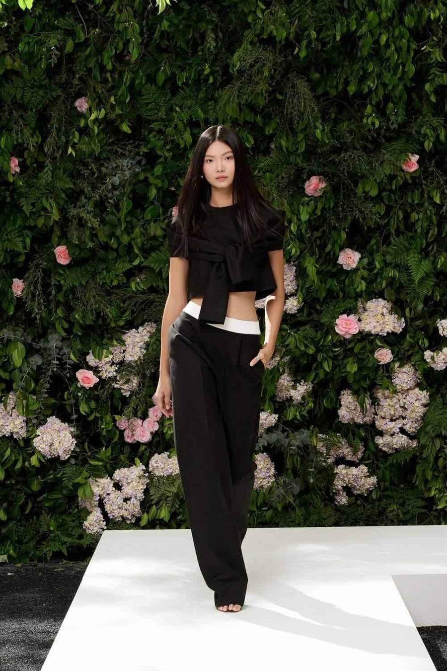 Delaney Straight Wide Leg Wool Cotton Floor Length Pants