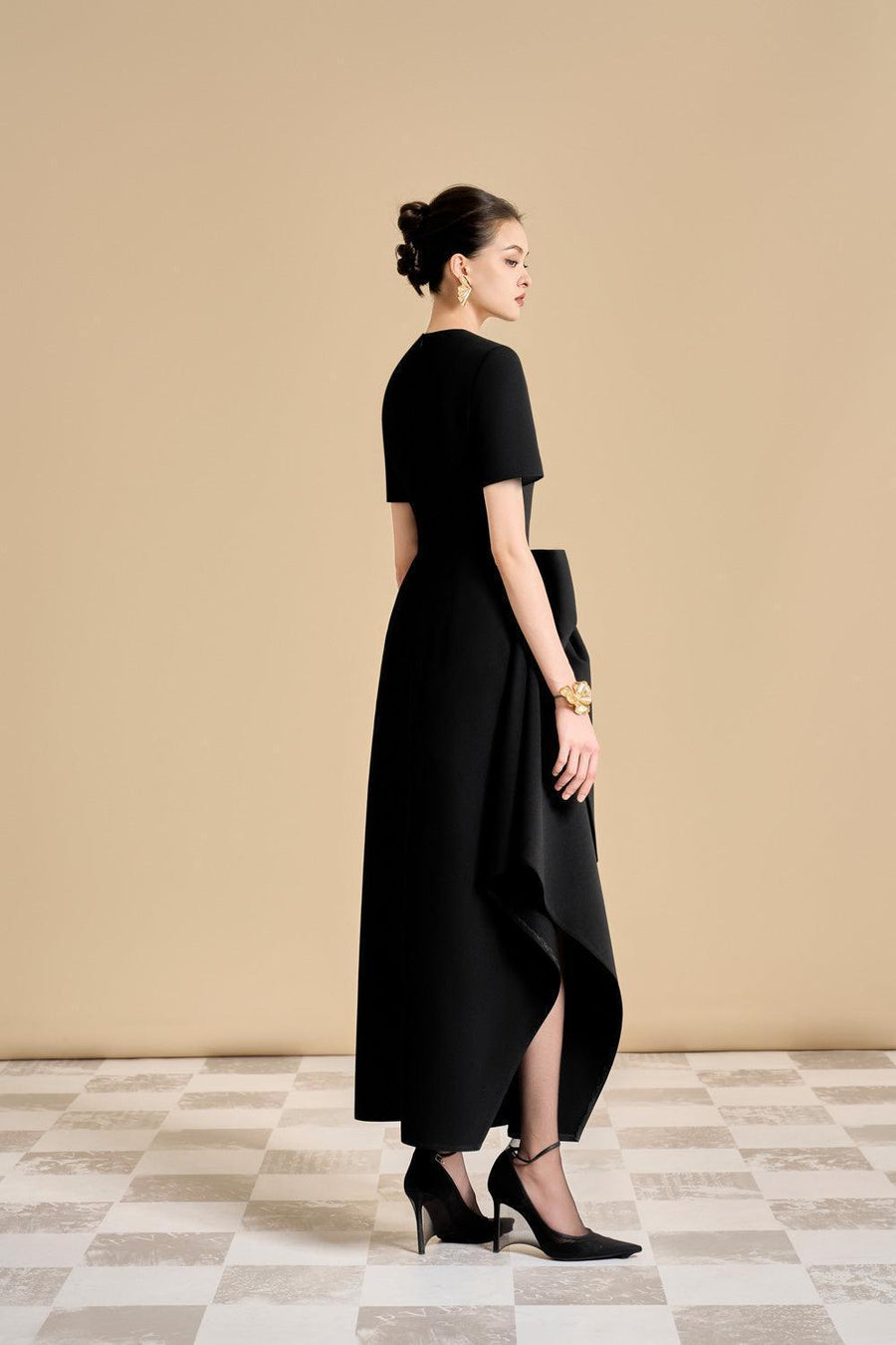 Delarosa Asymmetric Short Sleeved Polyester Ankle Length Dress Maxi Dress Maison des Copains