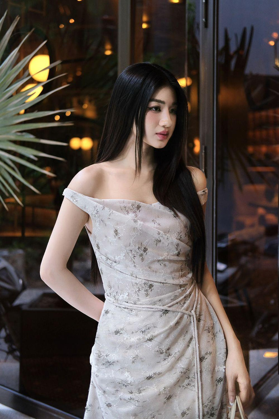 Depsey Asymmetric Off-Shoulder Mesh Silk High-low Dress Midi Dress Darling Diva