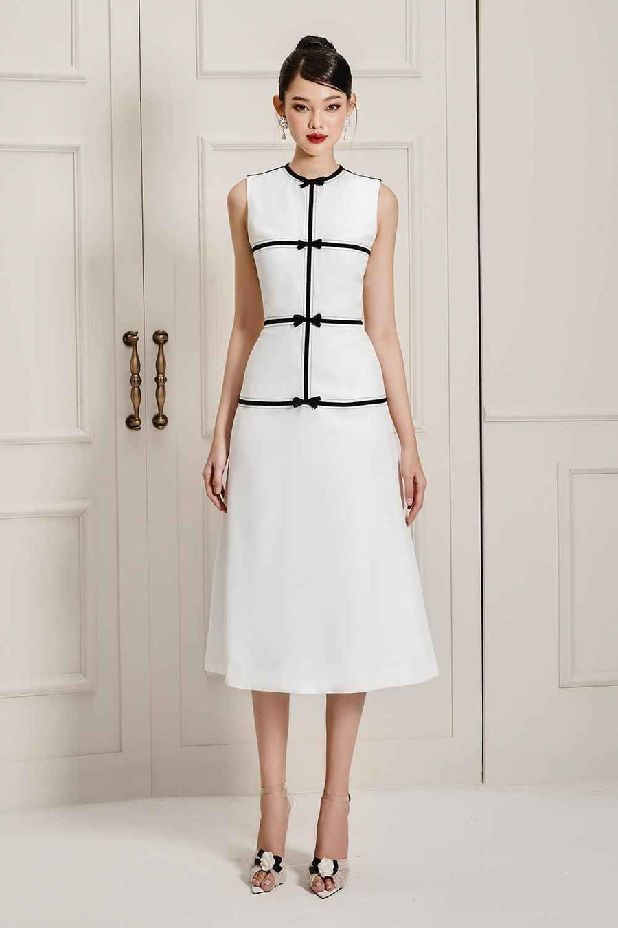 Destiny A-line Sleeveless Linen Cotton Midi Dress
