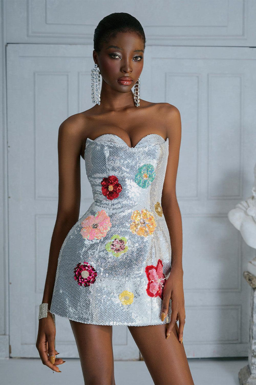 Destiny A-line Sweetheart Neck Sequin Mini Dress 4