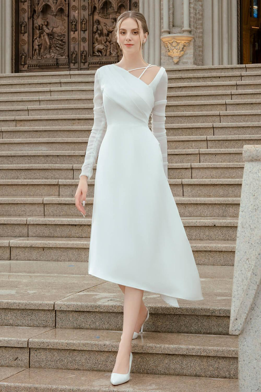 Dhotra Asymmetric Side Slit Chanel Midi Dress Midi Dress Darling Diva