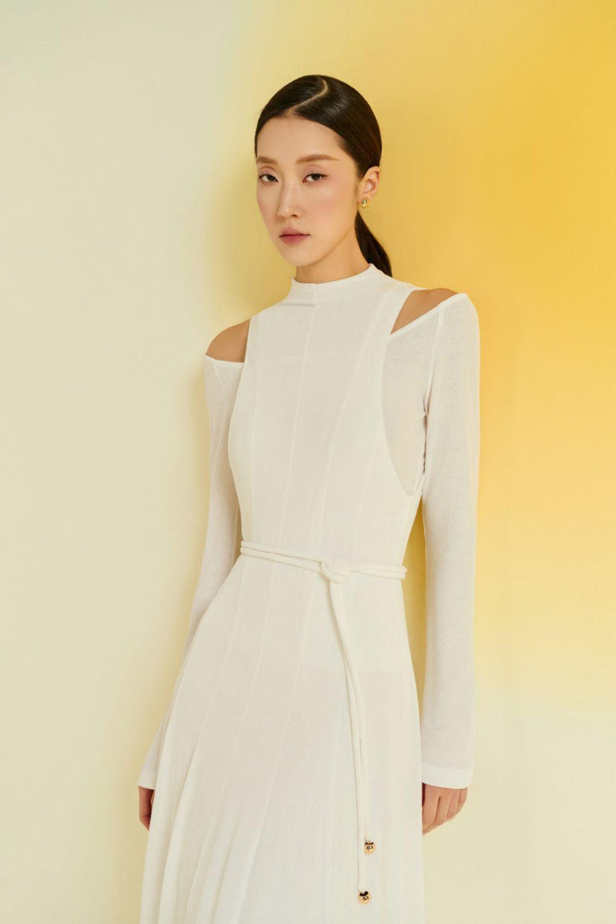 Diep A-line Draped Wool Ankle Length Dress Maxi Dress Eegen Studio
