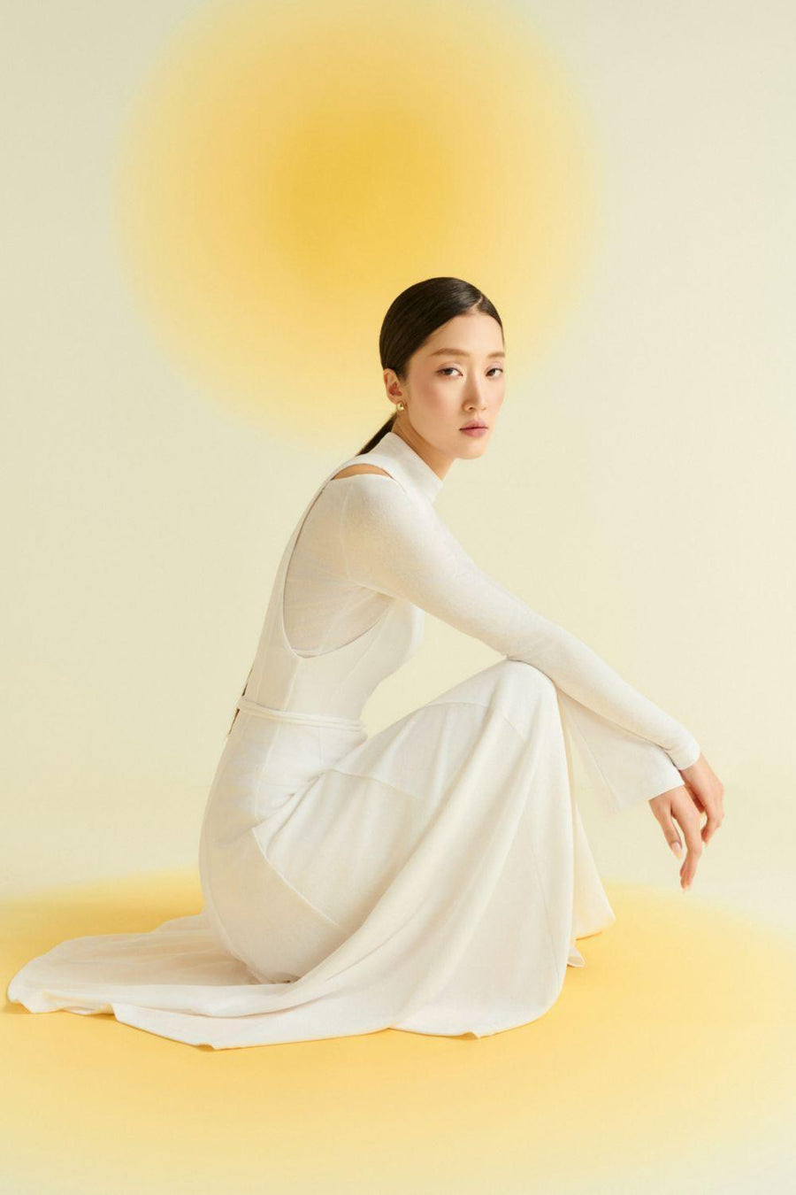 Diep A-line Draped Wool Ankle Length Dress Maxi Dress Eegen Studio