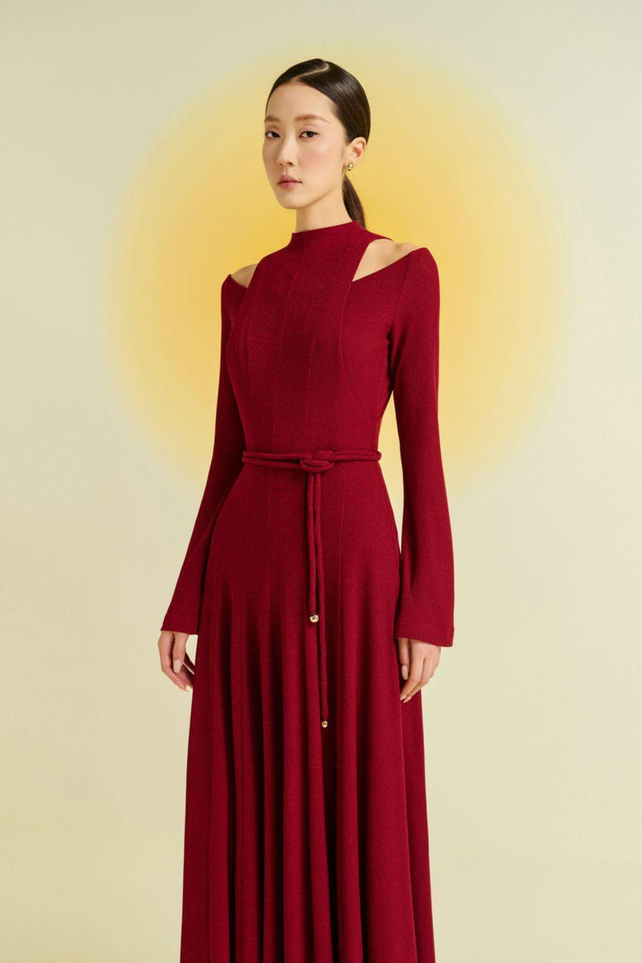 Diep A-line Draped Wool Ankle Length Dress Maxi Dress Eegen Studio