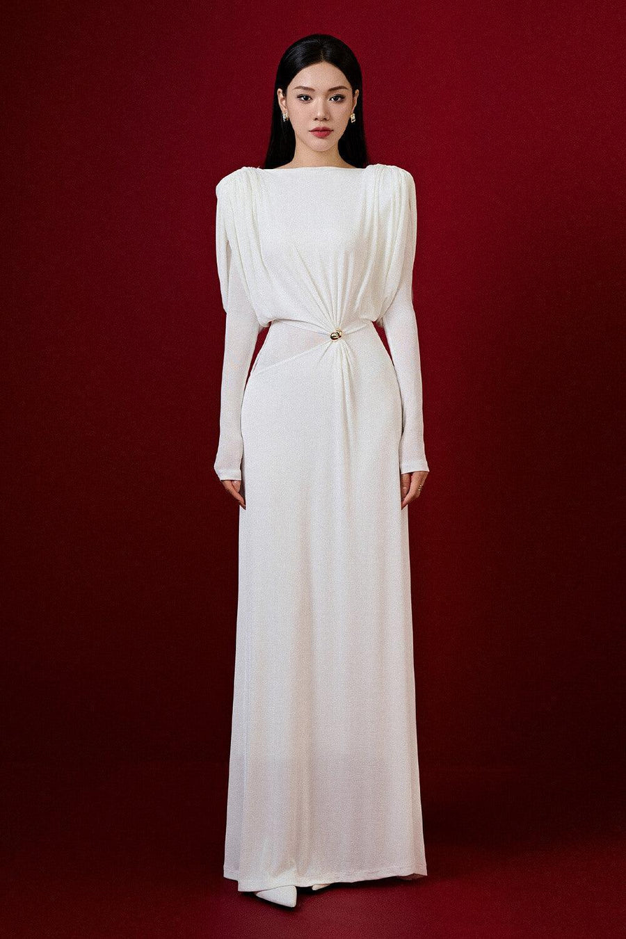 Diva Straight Boat Neck Knitted Fabric Maxi Dress Maxi Dress Eegen Studio