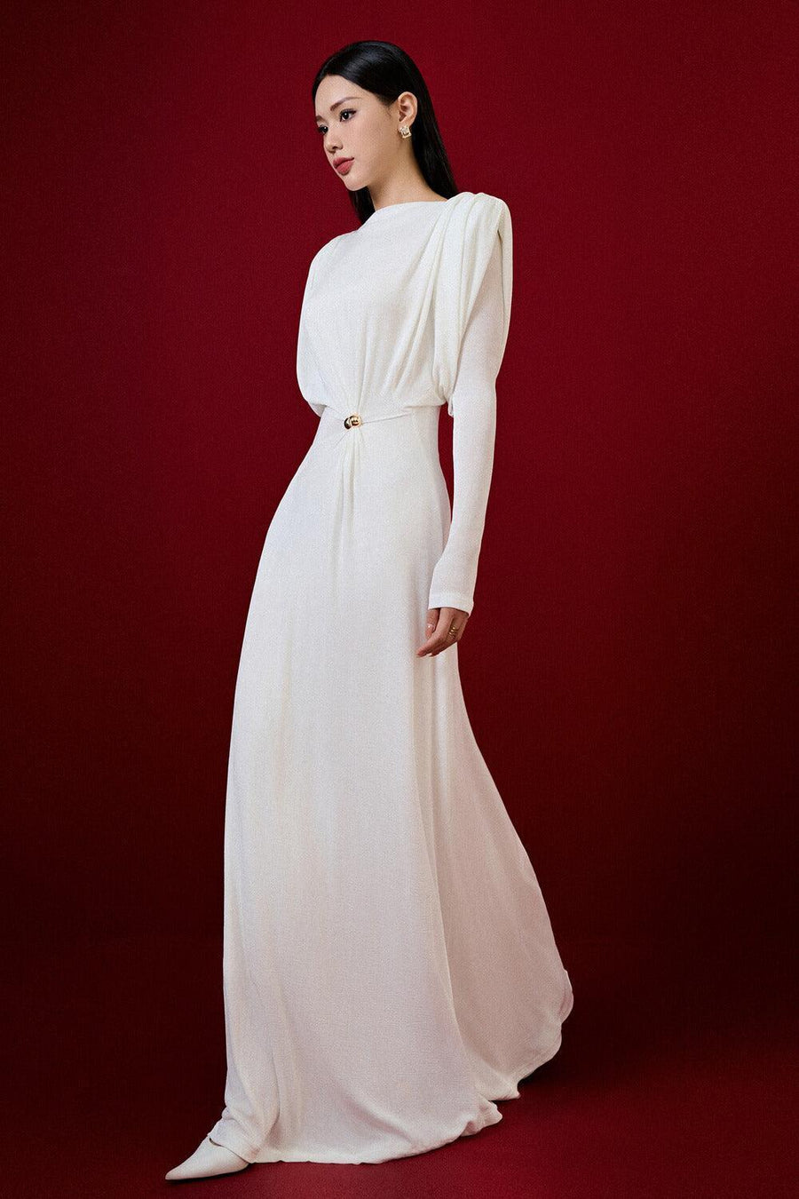 Diva Straight Boat Neck Knitted Fabric Maxi Dress Maxi Dress Eegen Studio