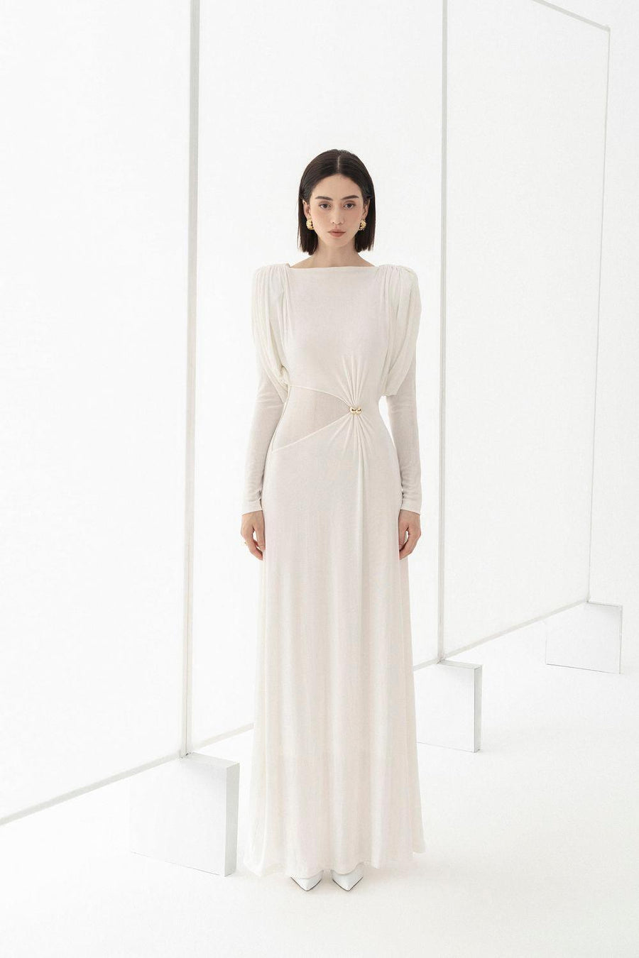 Diva Straight Boat Neck Knitted Fabric Maxi Dress Maxi Dress Eegen Studio