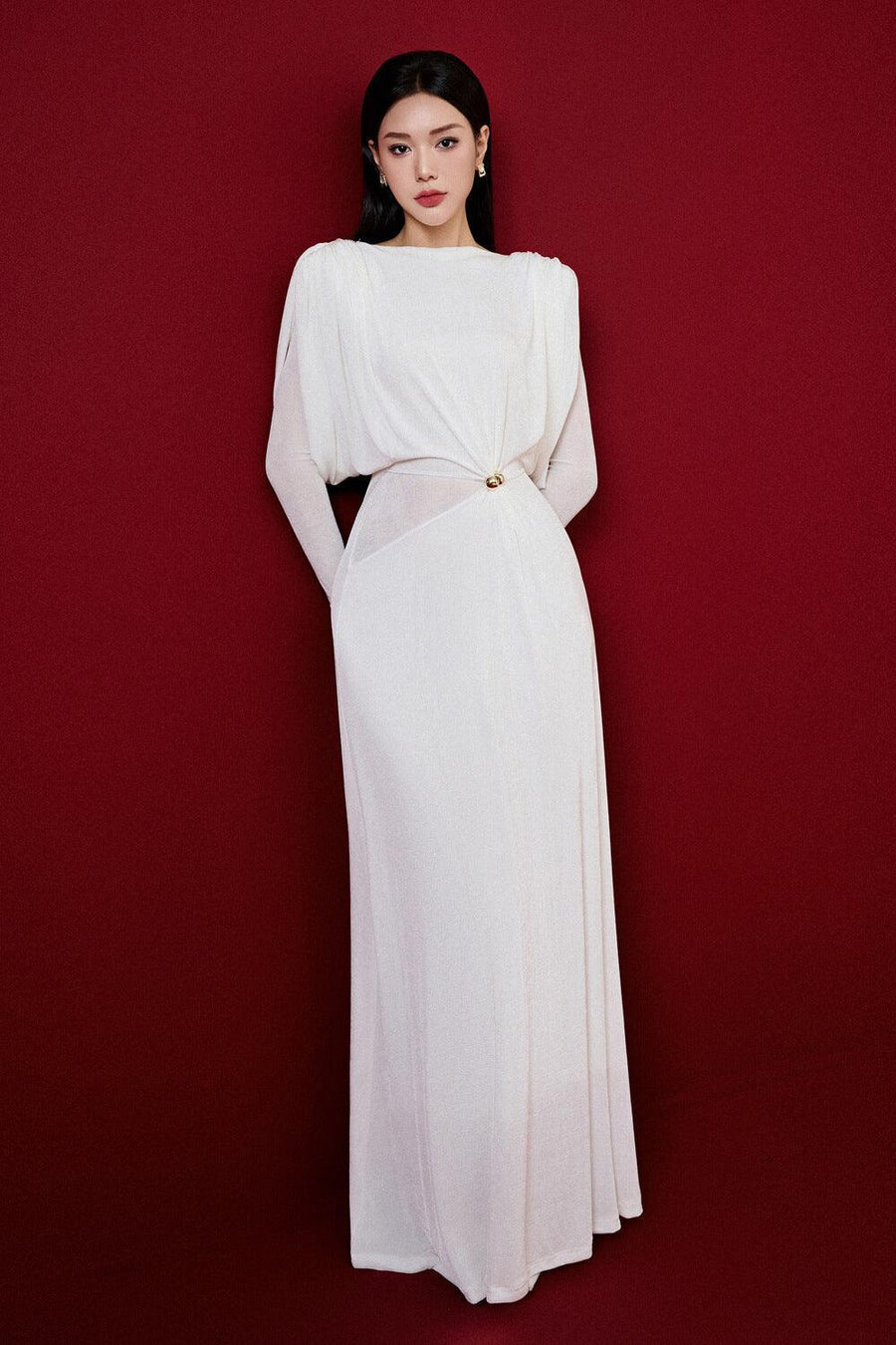 Diva Straight Boat Neck Knitted Fabric Maxi Dress Maxi Dress Eegen Studio
