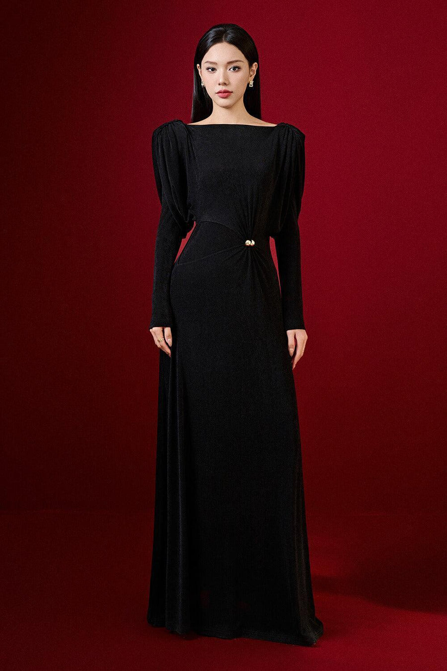 Diva Straight Boat Neck Knitted Fabric Maxi Dress Maxi Dress Eegen Studio