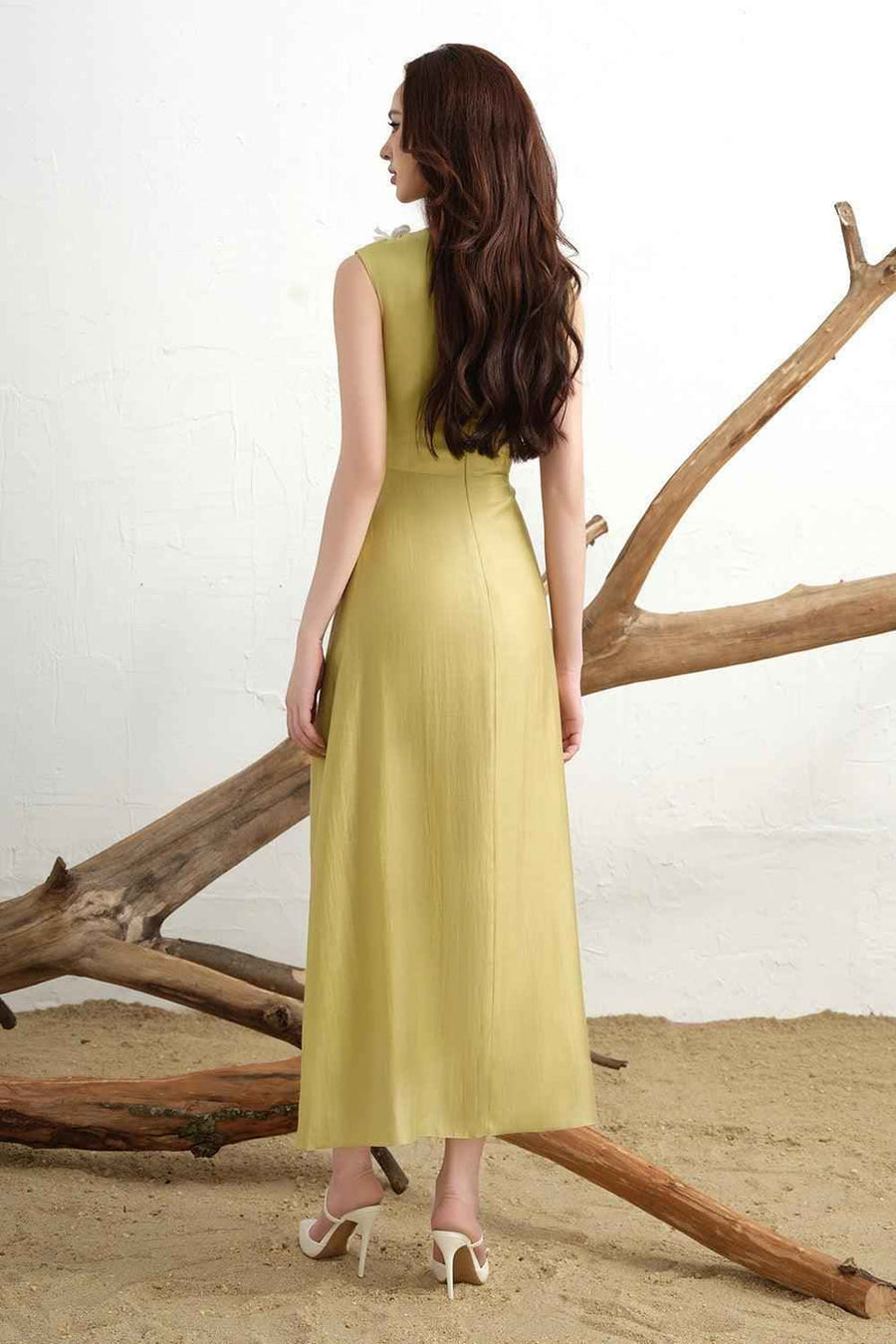 Dona A-line Sleeveless Silk Chiffon Floor Length Dress