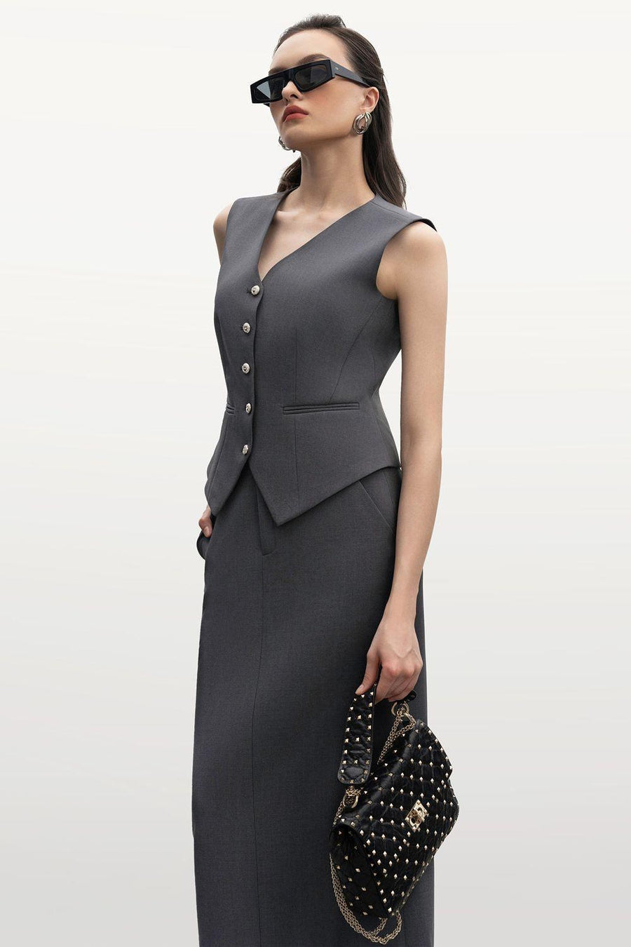 Donna Hourglass V-Neck Corduroy Vest 19