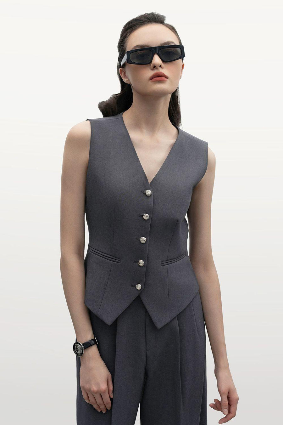 Donna Hourglass V-Neck Corduroy Vest 20