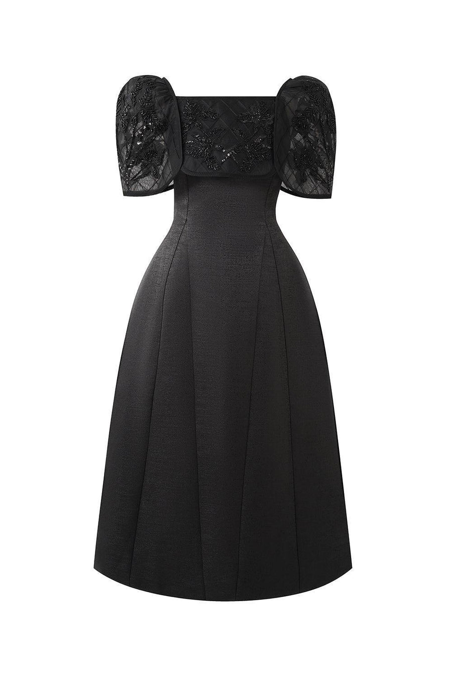 Dream A-line Cape Sleeved Taffeta Midi Dress Black Midi Dress IVY moda