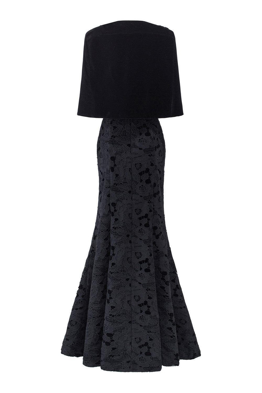 Dream Mermaid Cape Shoulder Velvet Floor Length Dress Gown Dress I.H.F Atelier