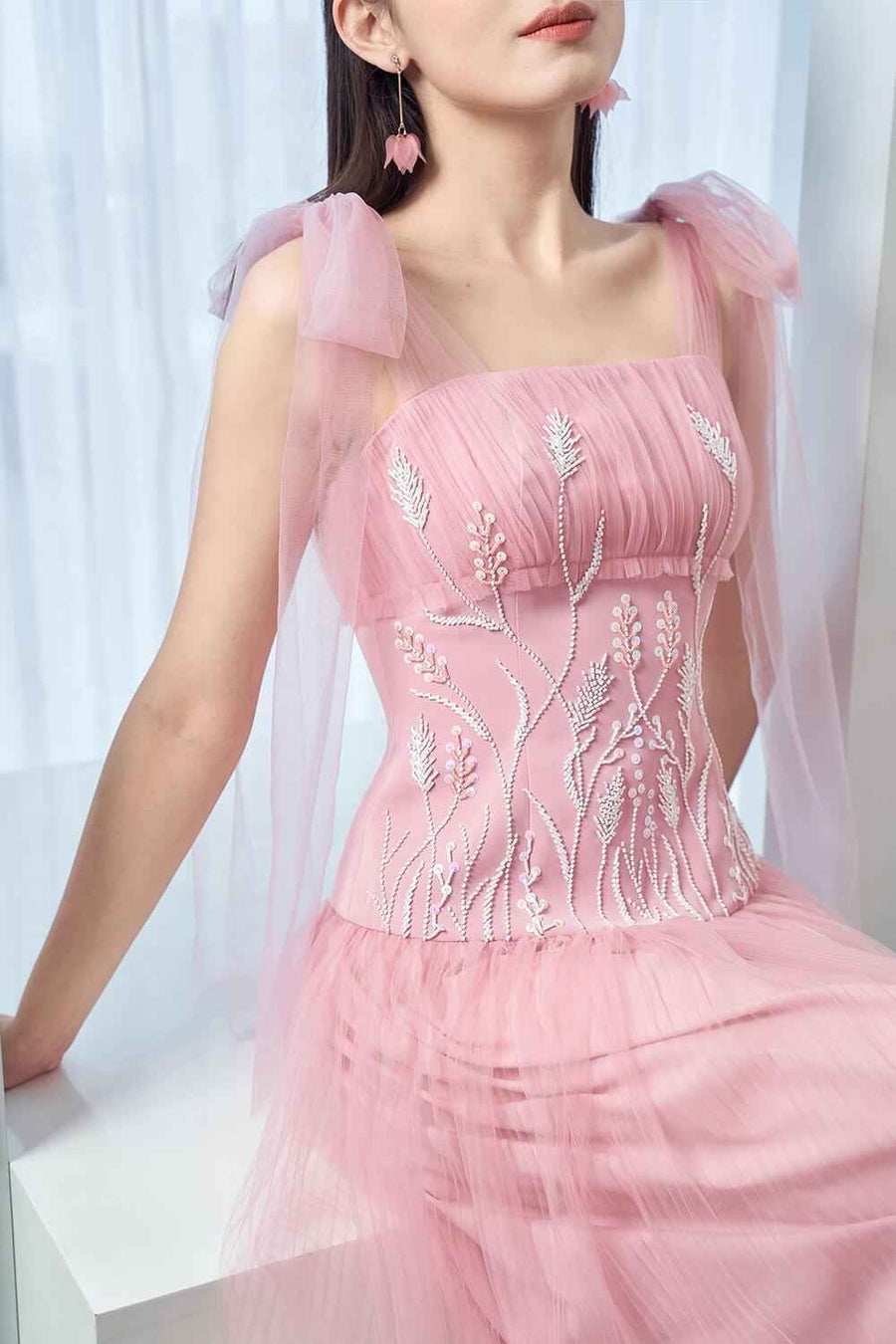 Drogo Drop Waist Sleeveless Mesh Sheer Midi Dress