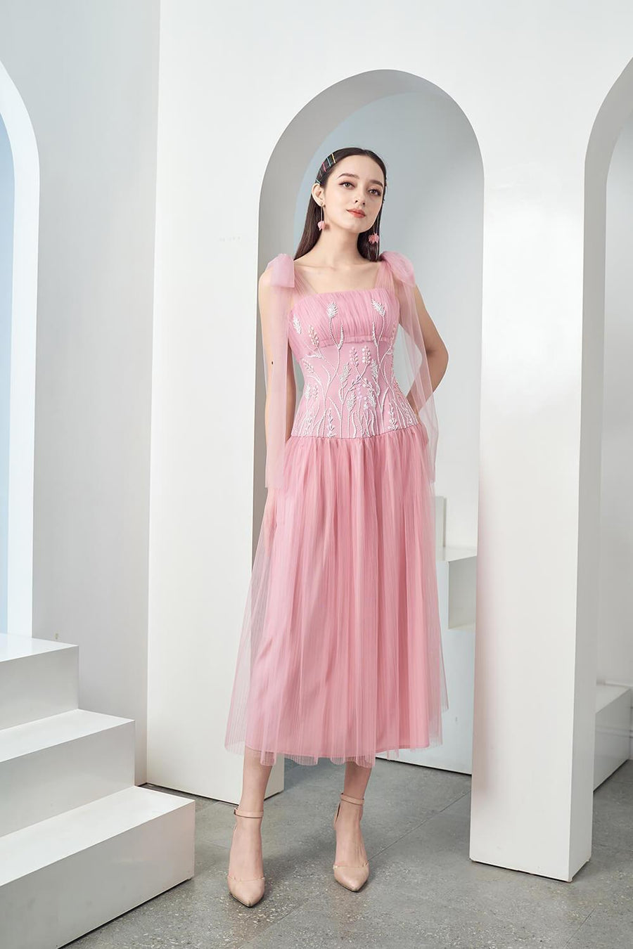 Drogo Drop Waist Sleeveless Mesh Sheer Midi Dress 6