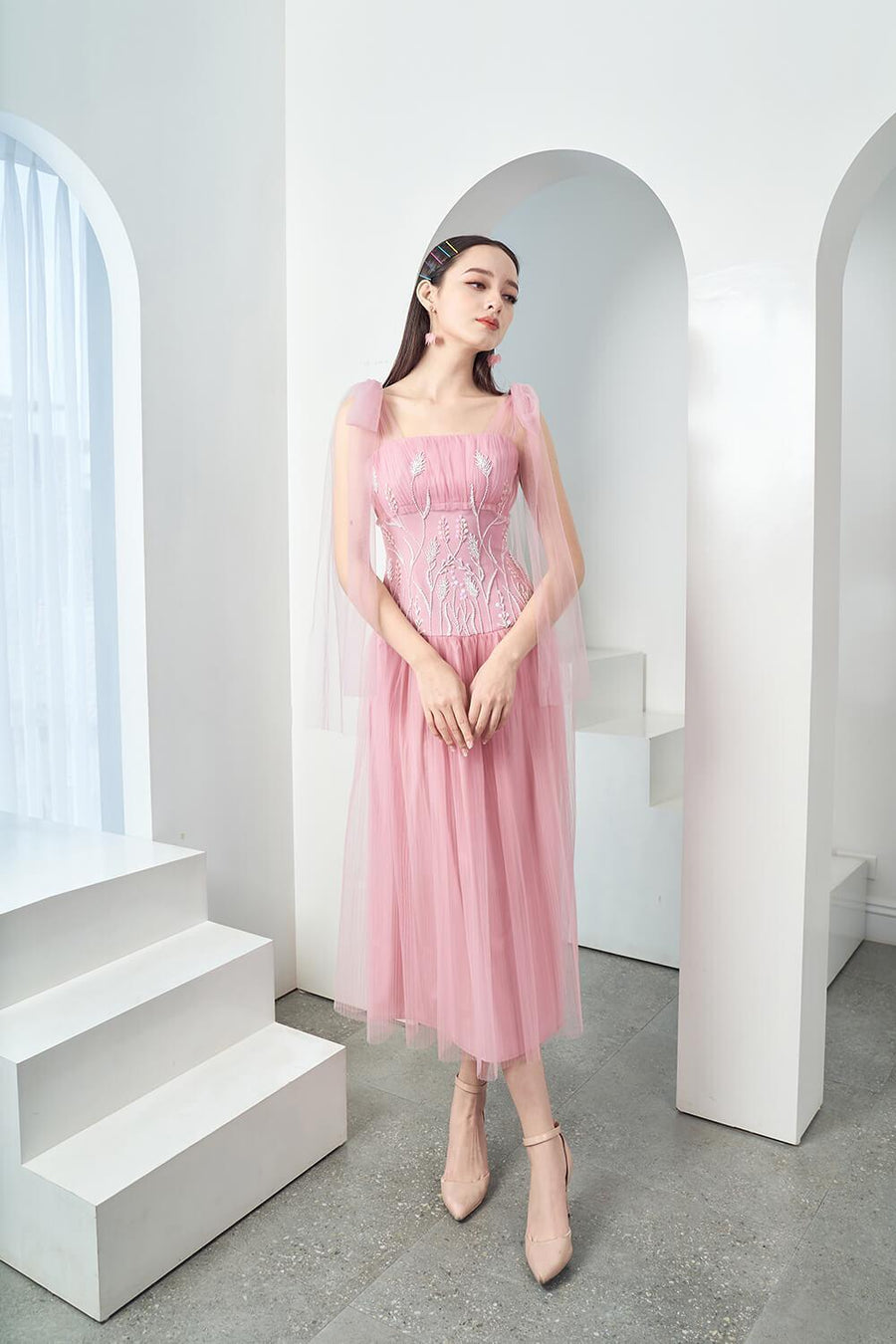 Drogo Drop Waist Sleeveless Mesh Sheer Midi Dress 7