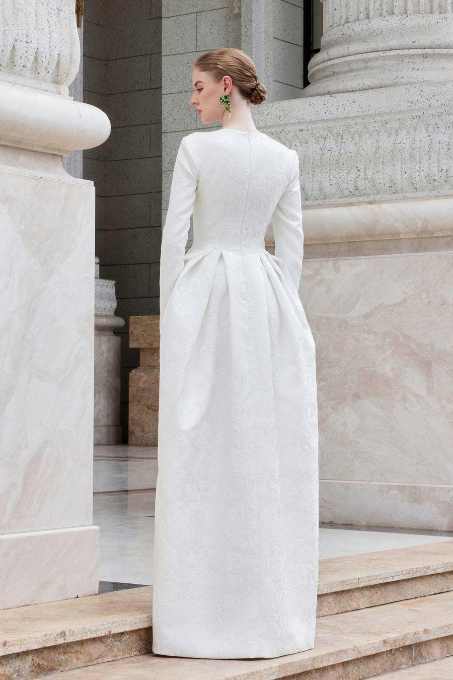 Echoes Ball Gown Long Sleeved Jacquard Floor Length Dress Gown Dress I.H.F Atelier
