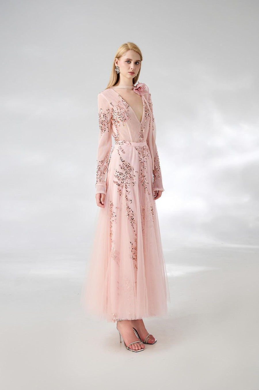 Edgar Gored Long Sleeved Organza Satin Ankle Length Set 6