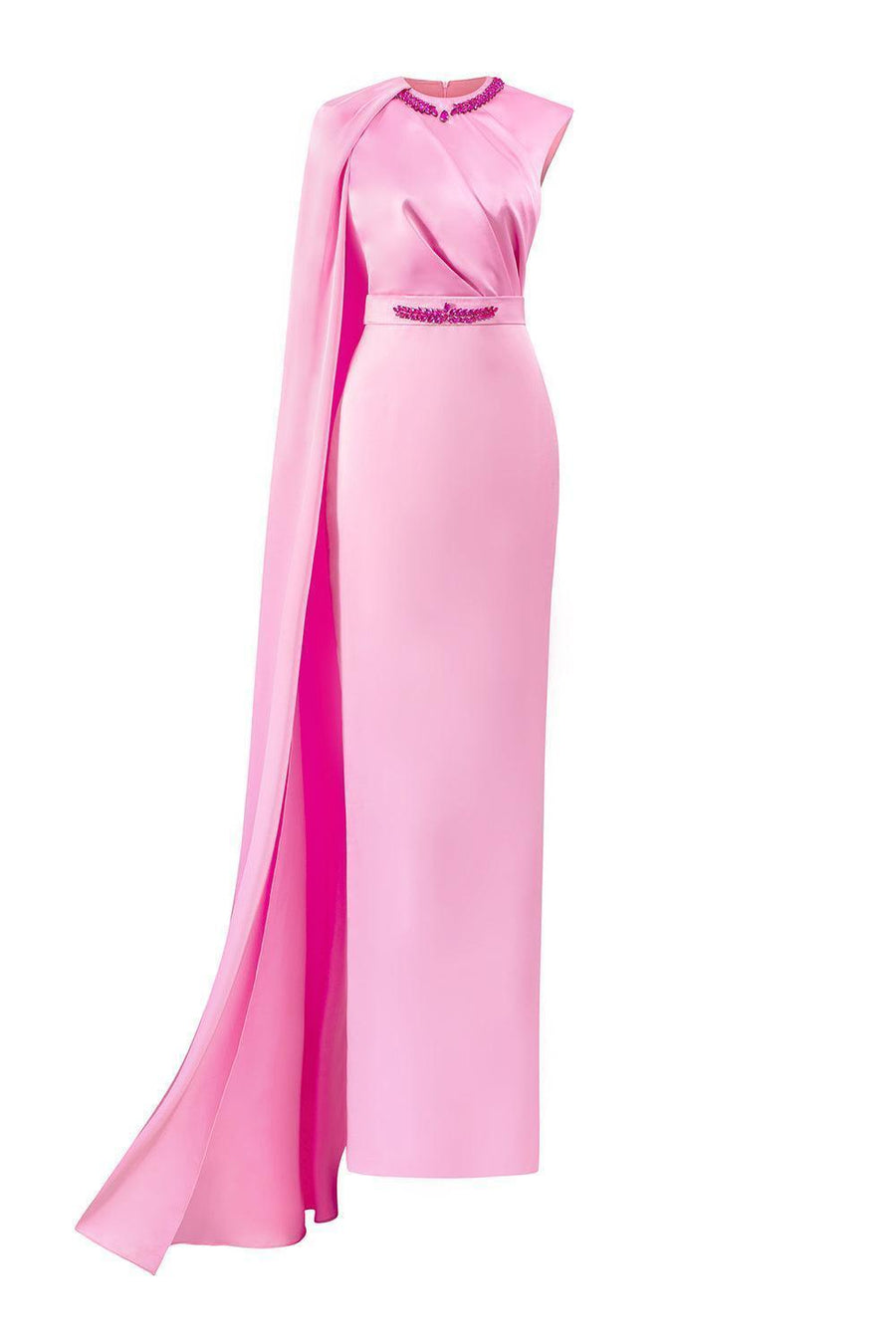 Efflores Pegged Round Neck Silk Floor Length Dress Gown Dress I.H.F Atelier